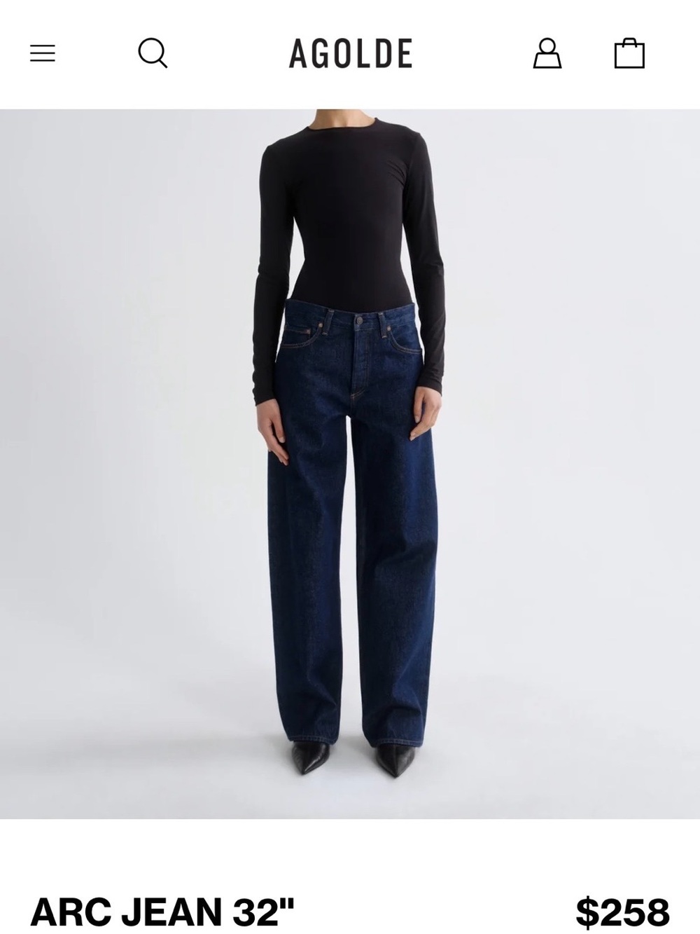 AGOLDE Wide-Leg Arc Jeans in Dark Indigo